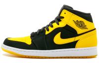 Jordan Air Jordan 1 Ретро MID New Love MID Топ Баскетбольные кроссовки Унисекс Черный Желтый Выпуск 2017 года