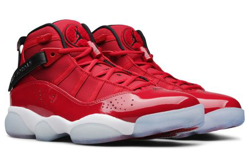 Jordan Air Jordan 6 Кольца Амортизаторы Резистентная Нижняя Юбка Высокий Топ Винтажные Баскетбольные Кроссовки Унисекс Красный Лакированная Кожа