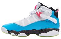 Jordan Air Jordan 6 Кольца Светло-синий Fury Non Slip Легкий Высокий Топ Винтажные баскетбольные кроссовки Мужской Белый и синий цвет