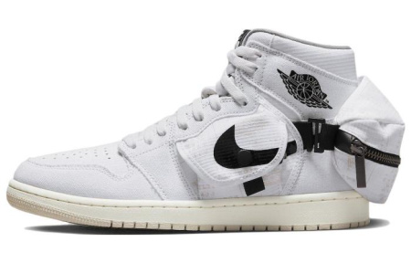 Jordan Air Jordan 1 Utility SP Износостойкие Высокие Баскетбольные Кроссовки Мужские Белые Черные