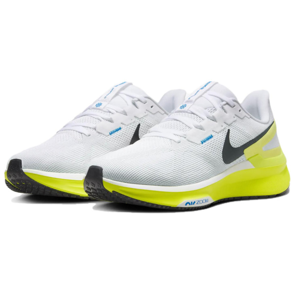 Nike Zoom Structure 25 Slip Устойчивый к истиранию Низкий Топ Беговые кроссовки Мужской Неоново-желтый Белый