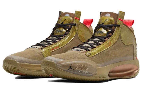Jordan Air Джордан 34 Bayou Boys PE Крокодил Zion MID Баскетбольные кроссовки для игры Мужские Коричнево-желтые