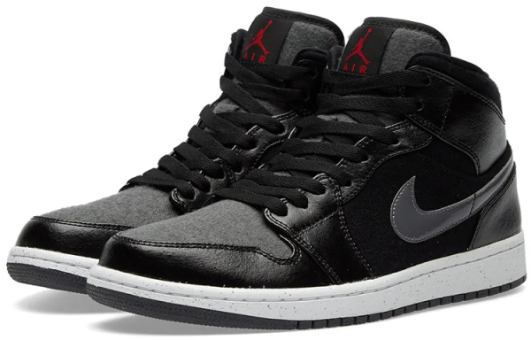 Jordan Air Jordan 1 MID Топ Винтажные баскетбольные кроссовки Мужской Черный Серый