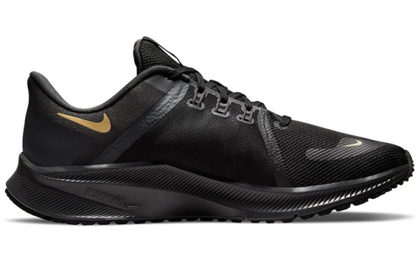 Nike Quest 4 Дышащие Низкие Беговые Кроссовки Мужские Черные Золотые