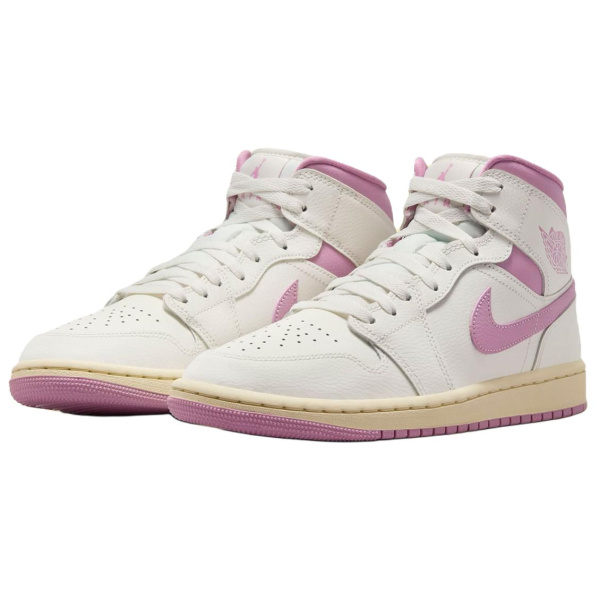 Jordan Air Jordan 1 Нижняя юбка Устойчивая к истиранию MID Топ Винтажные баскетбольные кроссовки Женские Белый Фиолетовый