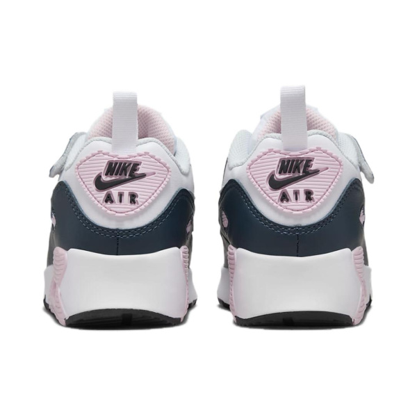 Nike Air Max 90 Детская повседневная обувь Низкий верх Белый/Розовый Пена/Арсенал Морской синий/Волчий серый Для дошкольников