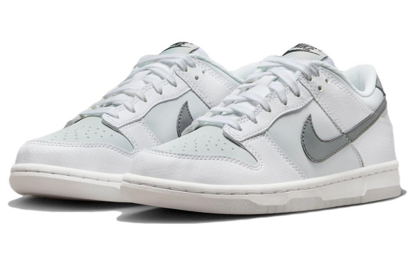 NIKE Dunk Детские Скейтбординги Низкие Кроссовки Бело-серый Унисекс