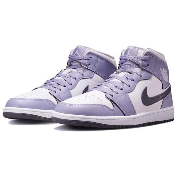 Jordan Air Jordan 1 Нижняя юбка Устойчивая к истиранию MID Топ Винтажные баскетбольные кроссовки Унисекс Белый фиолетовый