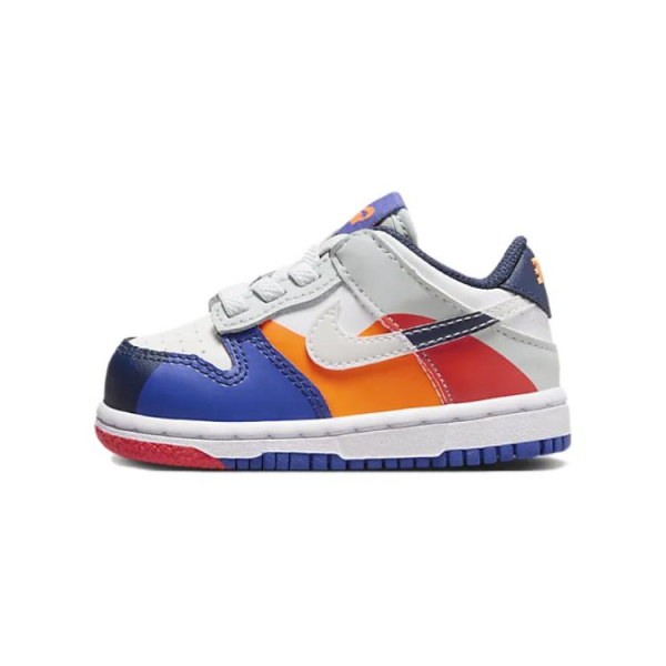 NIKE Dunk Обувь для малышей Низкие кеды Белый/Свет Серебряный/Темно-синий/Белый Детская