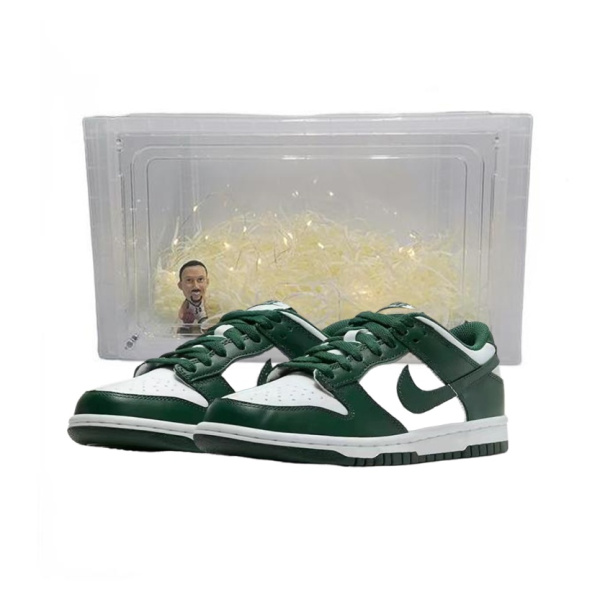 NIKE Dunk Детские Скейтбординги Низкие Белые и Зеленые + Подарочная коробка Для школьного возраста