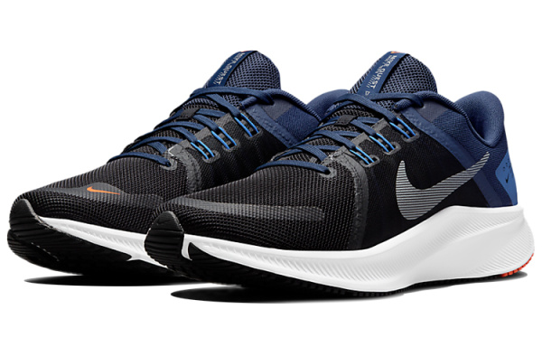 Nike Quest 4 Амортизаторы Ударопрочный Устойчивый к истиранию Легкий Низкий Топ Беговые кроссовки Мужские Черный Синий