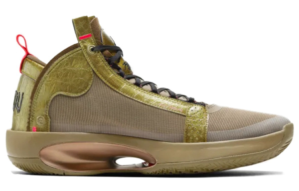 Jordan Air Джордан 34 Bayou Boys PE Крокодил Zion MID Баскетбольные кроссовки для игры Мужские Коричнево-желтые