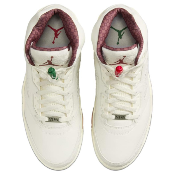 Jordan Air Джордан 5 Нижняя юбка Устойчивая к истиранию MID Топ Винтажные баскетбольные кроссовки Мужской Бело-зеленый