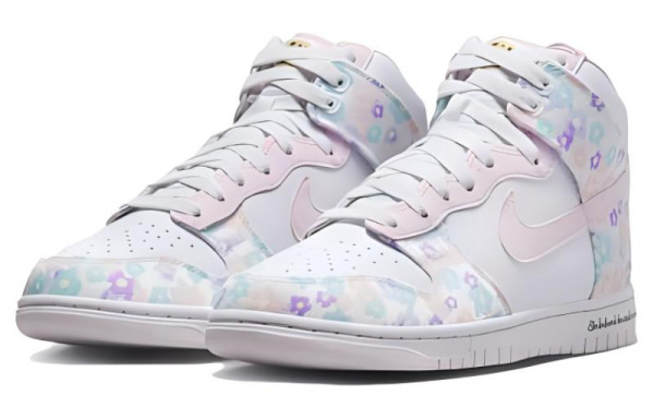 NIKE Dunk Кроссовки для скейтбординга MID Топ Бело-розовый Женские