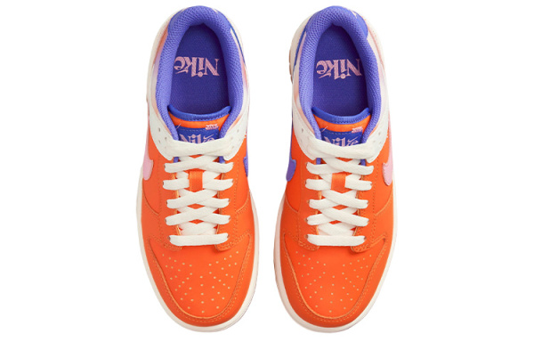 NIKE Dunk Детские Скейтбординги Низкие Кроссовки Оранжево-белые Унисекс
