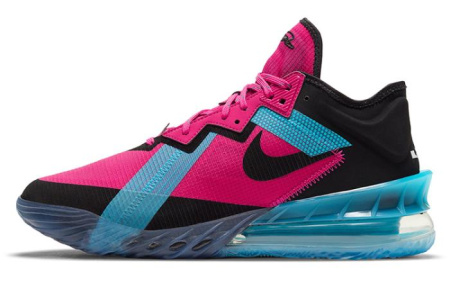Nike Lebron 18 Low 'Fireberry' South Beach Low Top Баскетбольные кроссовки для игры Унисекс Черный Синий Розовый Азиатская Версия