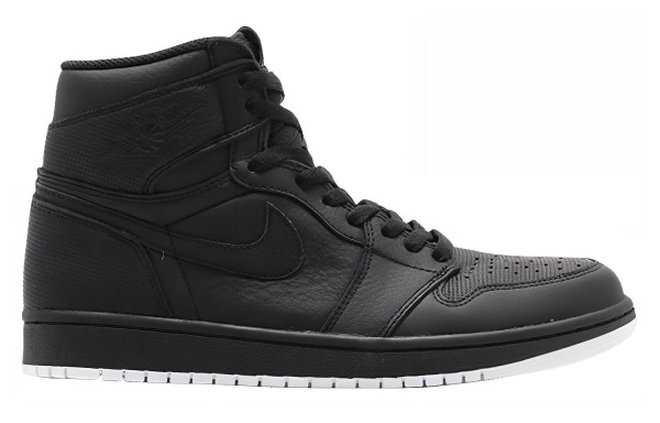 Jordan Air Jordan 1 Retro Черный Перфорированный Высокий Топ Винтажные Баскетбольные Кроссовки Мужские Черные
