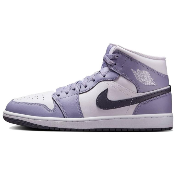 Jordan Air Jordan 1 Нижняя юбка Устойчивая к истиранию MID Топ Винтажные баскетбольные кроссовки Унисекс Белый фиолетовый