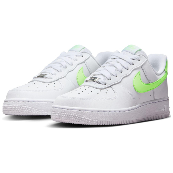 Nike Air FORCE 1 Кроссовки для скейтбординга Низкие Белые/Лаймово-зеленые Унисекс