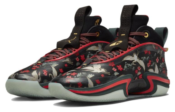 RUI Hachimura x Jordan Air Джордан 36 Амортизация Износостойкие Высокие Баскетбольные Кроссовки Мужские Черные Красные