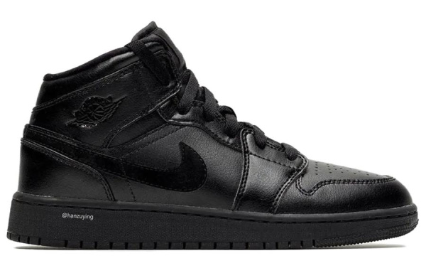 Jordan Air Jordan 1 MID 'Глубокий черный цвет' Shock Absorbers Нижняя юбка Resistant MID Топ Винтажные баскетбольные кроссовки Женские Чисто черный