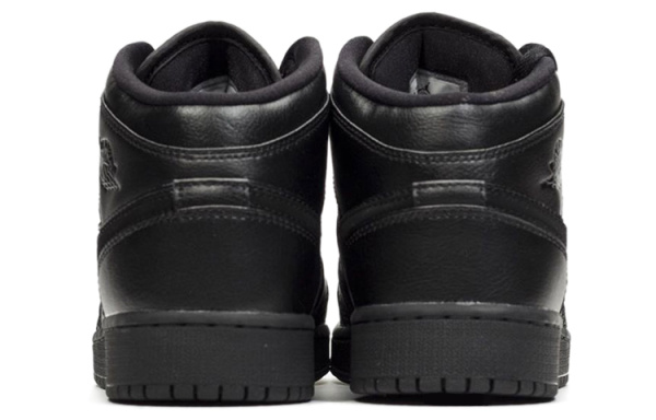 Jordan Air Jordan 1 MID 'Глубокий черный цвет' Shock Absorbers Нижняя юбка Resistant MID Топ Винтажные баскетбольные кроссовки Женские Чисто черный