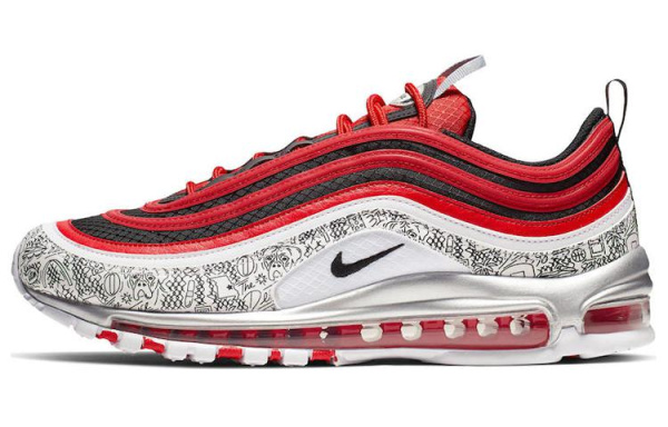 Jayson Tatum x Nike Air Max 97 Low Топ Марафон Беговые кроссовки Мужской Черный Белый Красный