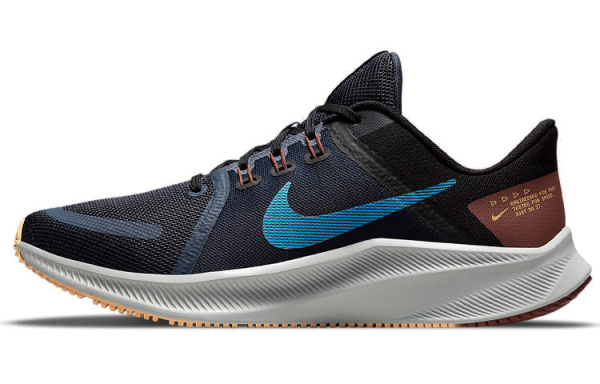 Nike Quest 4 Амортизаторы Slip-resistant Abrasion-resistant Низкий топ Повседневные беговые кроссовки Мужские Черный Синий