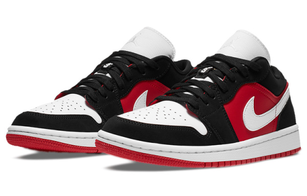 Jordan Air Jordan 1 Low Топ Винтажные Баскетбольные Кроссовки Женские Черный Белый Красный