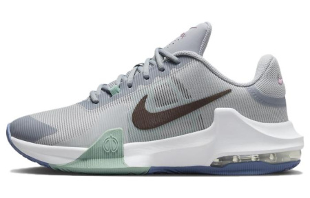 Nike Air Max IMPACT 4 Устойчивый к истиранию Дышащие Низкие Баскетбольные кроссовки Унисекс Серый Синий