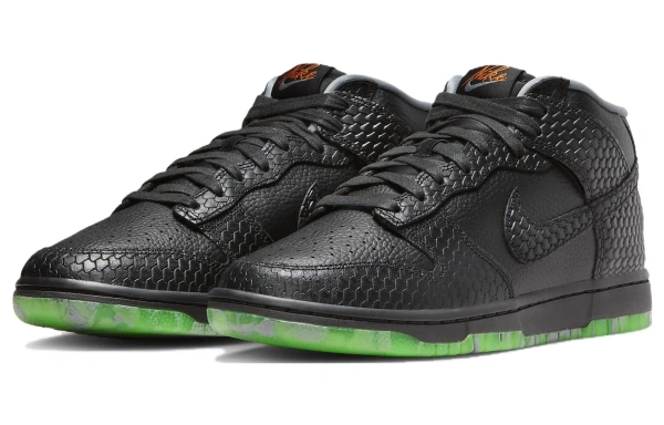 NIKE Dunk Кроссовки для скейтбординга MID Топ Черно-зеленый Мужские