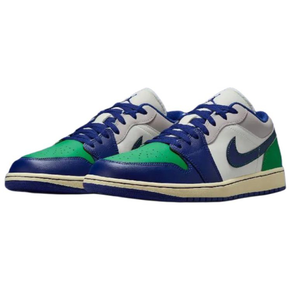 Jordan Air Jordan 1 Нижняя юбка Устойчивая к истиранию Низкий топ Винтажные баскетбольные кроссовки Мужские Белый Синий