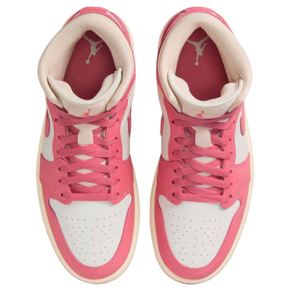Jordan Air Jordan 1 Нижняя юбка Устойчивая к истиранию MID Топ Винтажные баскетбольные кроссовки Женские Розово-белый