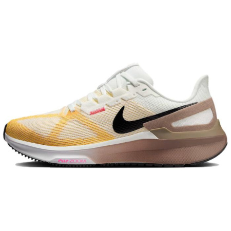 Nike Zoom Structure 25 Slip Устойчивый к истиранию Низкий Топ Повседневные Беговые кроссовки Женские Белый Желтый Черный