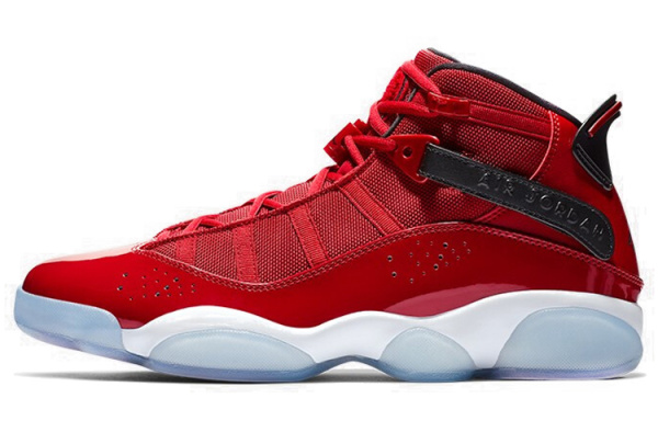Jordan Air Jordan 6 Кольца Амортизаторы Резистентная Нижняя Юбка Высокий Топ Винтажные Баскетбольные Кроссовки Унисекс Красный Лакированная Кожа