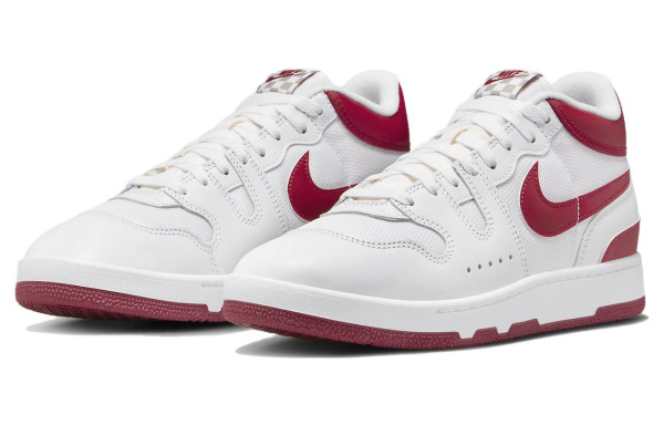 Nike Mac Attack 'Красный Crush' Устойчивый к истиранию Дышащий MID Скейтбординг Кроссовки Унисекс Белый Красный