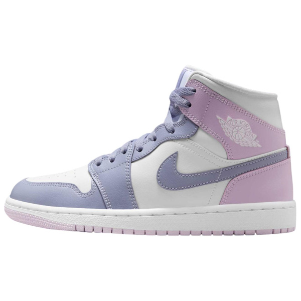 Jordan Air Jordan 1 Нижняя юбка Устойчивая к истиранию MID Топ Винтажные баскетбольные кроссовки Женские Розово-синие