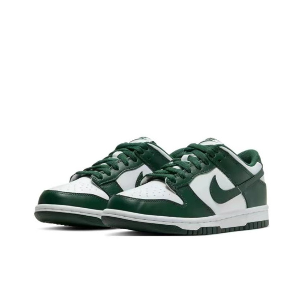 NIKE Dunk Детские Скейтбординги Низкие Белые и Зеленые + Подарочная коробка Для школьного возраста