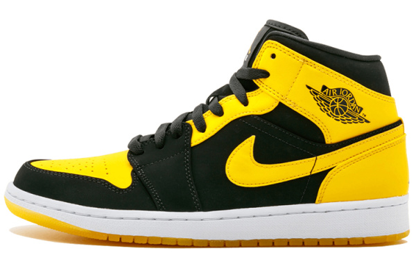 Jordan Air Jordan 1 Ретро MID New Love MID Топ Баскетбольные кроссовки Унисекс Черный Желтый Выпуск 2017 года