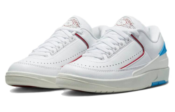 Jordan Air Джордан 2 Low 'Фитнес-красный' и 'Темный пудрово-голубой' Низкий топ Винтажные баскетбольные кроссовки Женские Белые