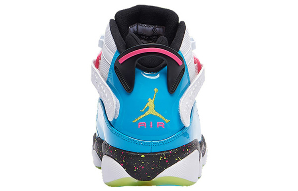 Jordan Air Jordan 6 Кольца Светло-синий Fury Non Slip Легкий Высокий Топ Винтажные баскетбольные кроссовки Мужской Белый и синий цвет