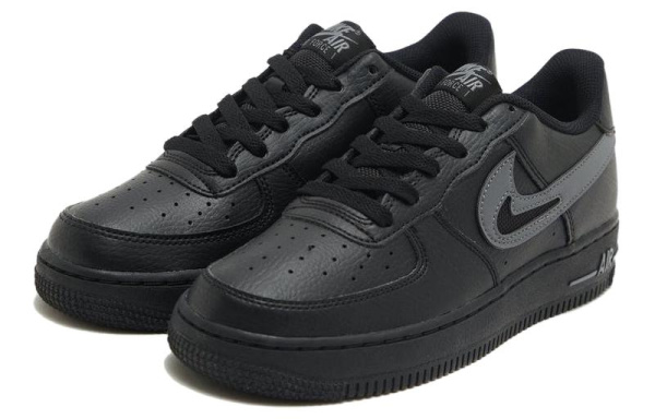 Nike Air FORCE 1 Детские Скейтбординги Низкие Кроссовки Черно-серые Унисекс