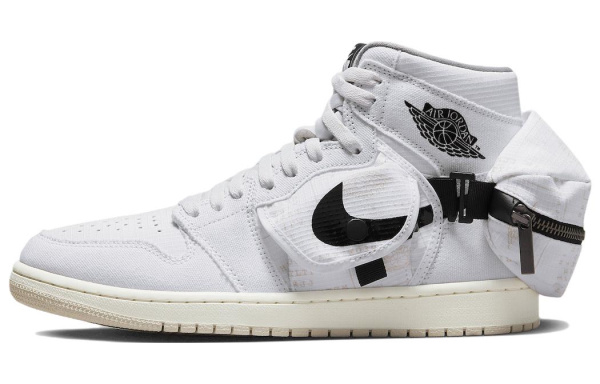 Jordan Air Jordan 1 Utility SP Износостойкие Высокие Баскетбольные Кроссовки Мужские Белые Черные