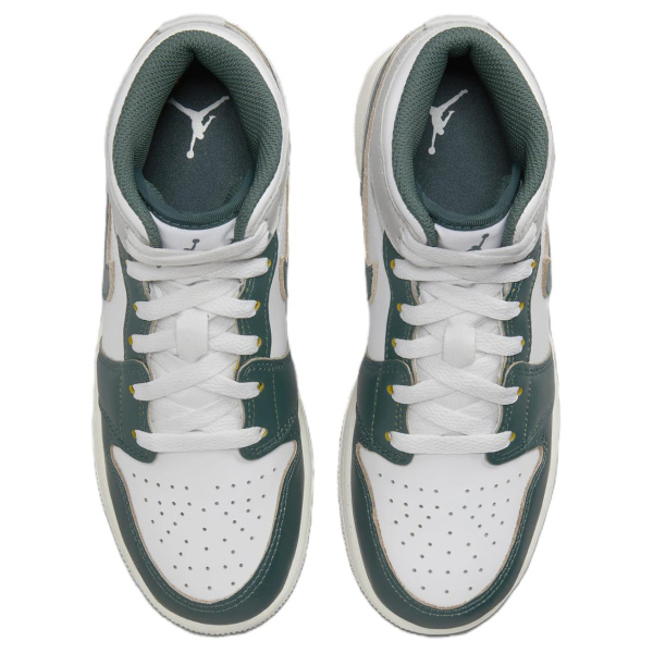 Jordan Air Jordan 1 MID SE Slip-resistant Abrasion-resistant Breathable MID Skateboarding Shoes Unisex White Green Джордан Эйр Джордан 1 Мид СЕ Антискользящие Устойчивые к истиранию Дышащие Мид Скейтбординг Кроссовки Унисекс Белый Зеленый