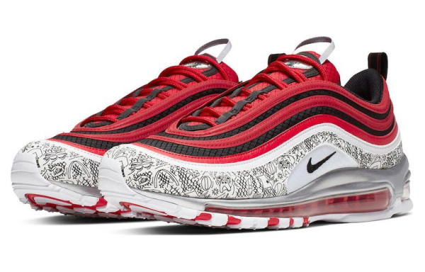 Jayson Tatum x Nike Air Max 97 Low Топ Марафон Беговые кроссовки Мужской Черный Белый Красный