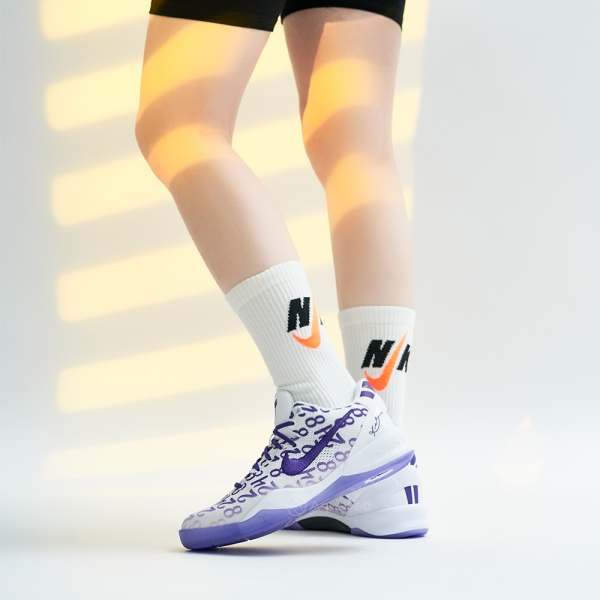 NIKE Kobe 8 Детские баскетбольные кроссовки Низкие Белые Фиолетовые Унисекс