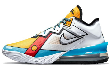 Nike Lebron 18 Low EP 'Мультяшный Art' Низкий Топ Баскетбольные Кроссовки для Игры Унисекс Белый Синий Желтый Азиатская Версия