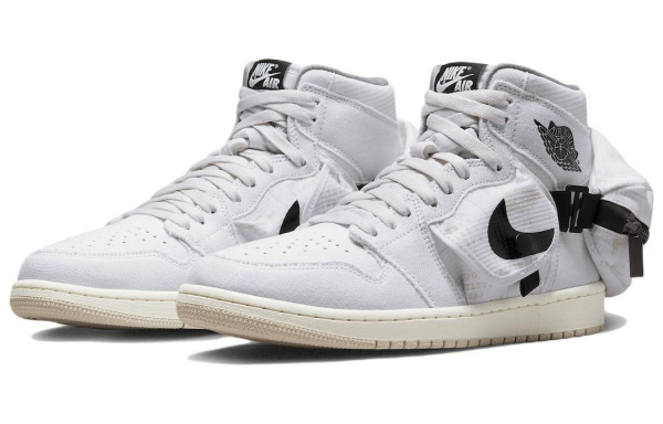 Jordan Air Jordan 1 Utility SP Износостойкие Высокие Баскетбольные Кроссовки Мужские Белые Черные