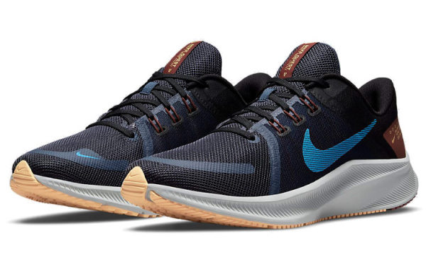 Nike Quest 4 Амортизаторы Slip-resistant Abrasion-resistant Низкий топ Повседневные беговые кроссовки Мужские Черный Синий