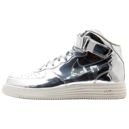 Nike Lunar Force 1 Slip-on Устойчивый к истиранию Высокий топ Скейтборд Кроссовки Мужские Серебряный